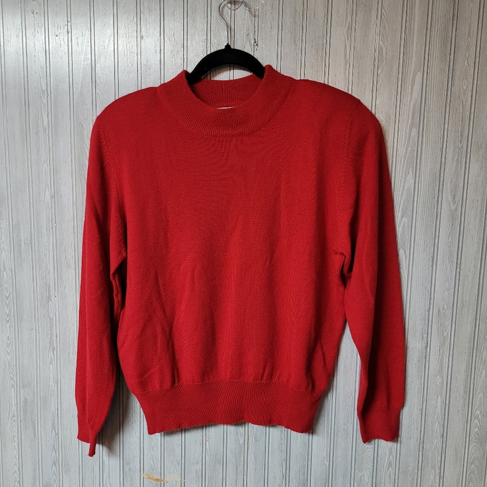 Collections Internationale Womens Red Lambswool Crew Neck Sweater
